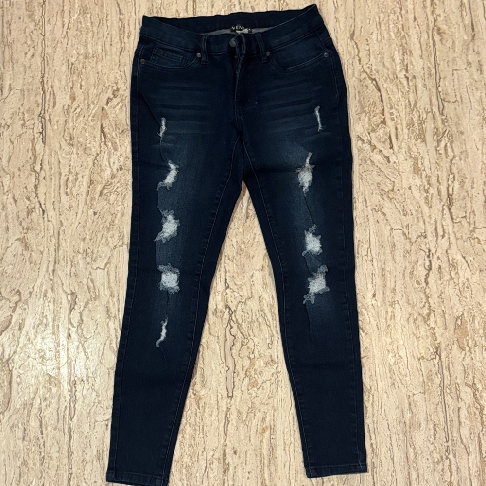 Women's Distressed Black Jeans